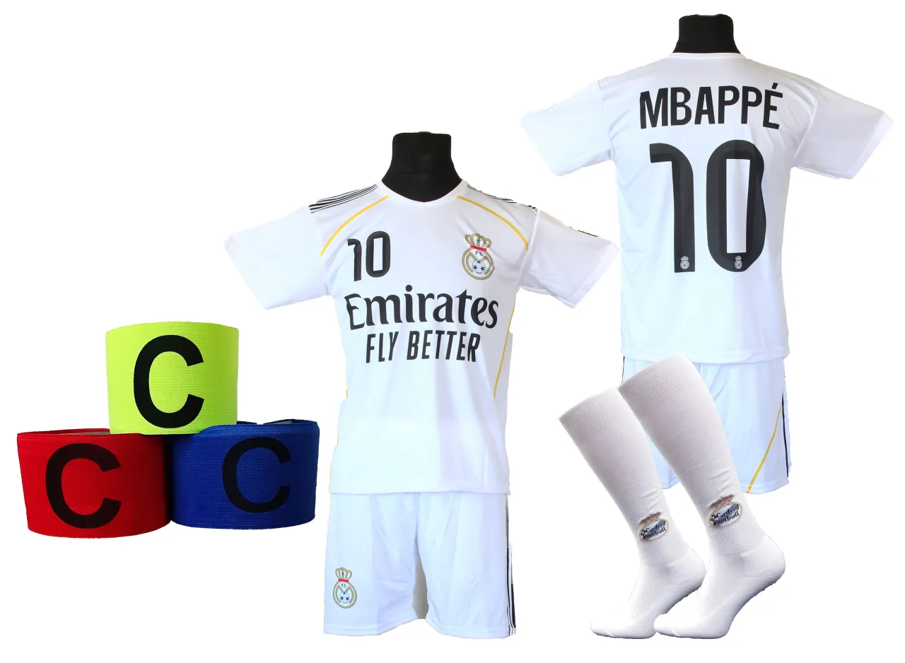 strój piłkarski Mbappe Real dla dzieci