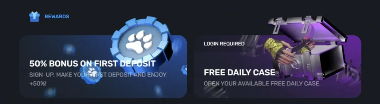  Darmowe skrzynki każdego dnia i bonus powitalny w Skinluck