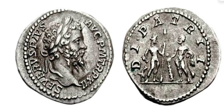 Srebrna moneta Denar Septymiusza Sewera z 204 n.e.