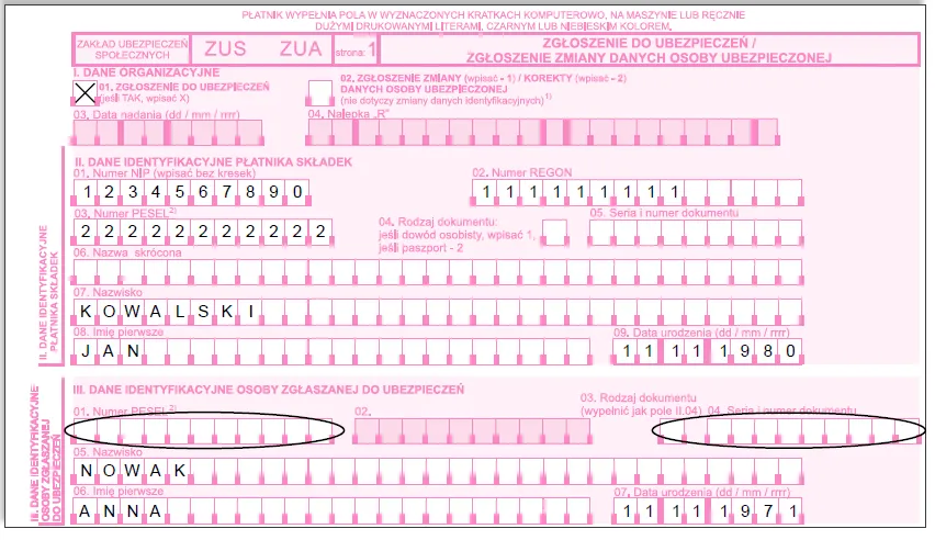 formularze ZUS ZUA ZZA proces zgłoszenia