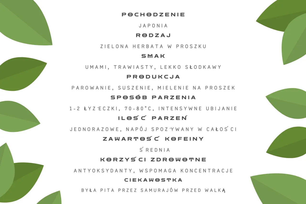 proces produkcji matchy infografika