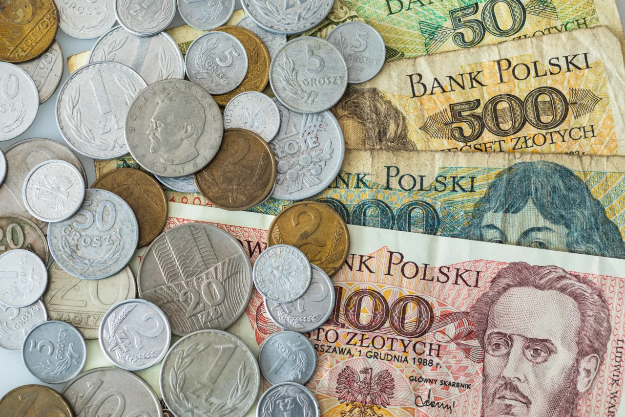 oszczędności w złotówkach monety i banknoty