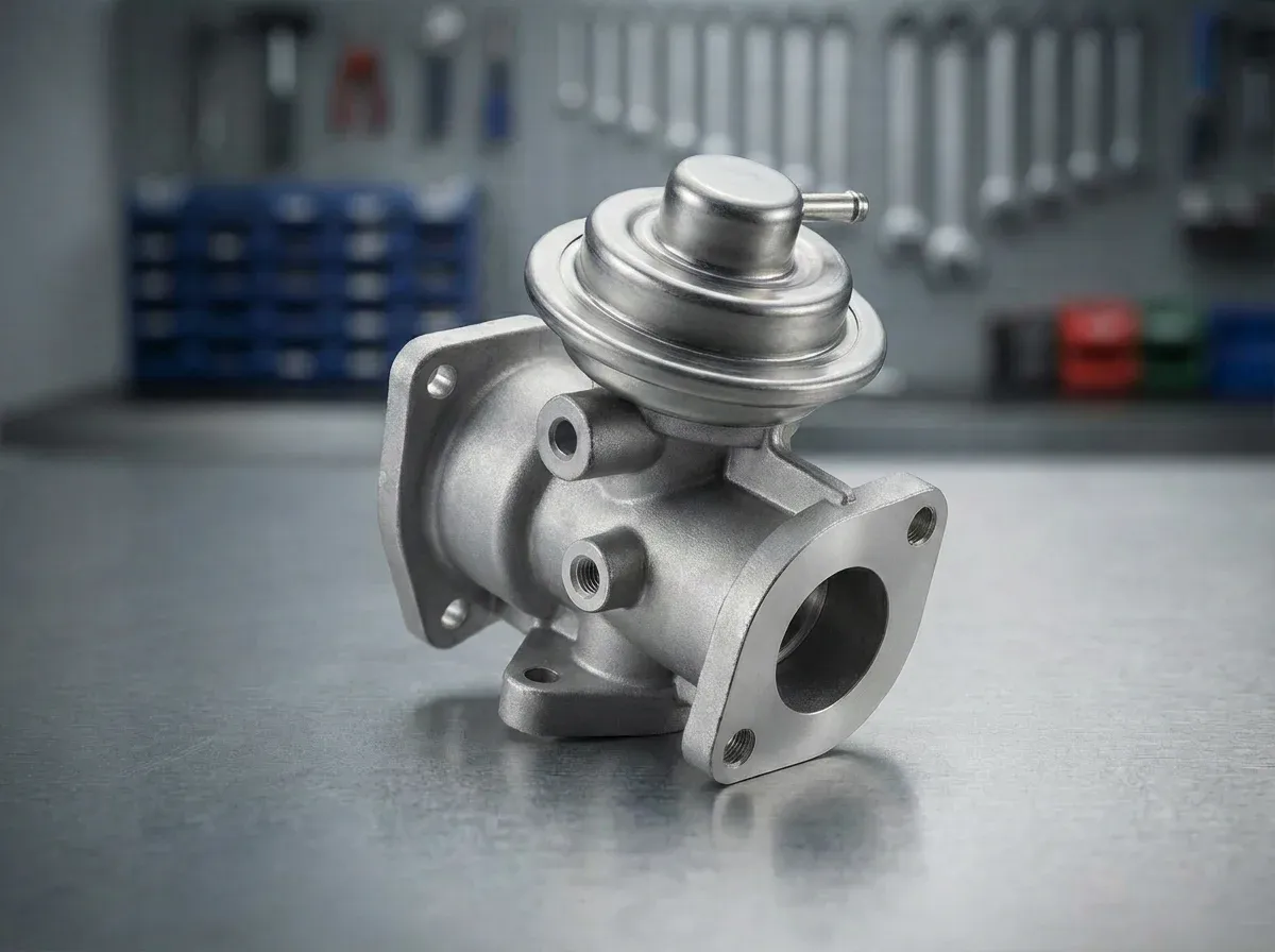 Metalowy zaw&oacute;r EGR, kluczowy element silnika. Jego awaria może objawiać się problemami z mocą i nier&oacute;wną pracą.