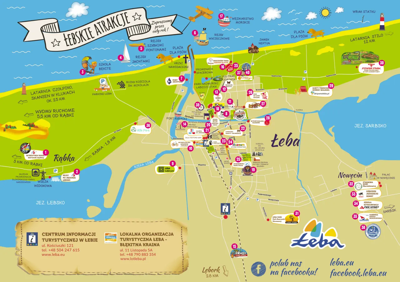 Mapa tras dojazdowych Łeba