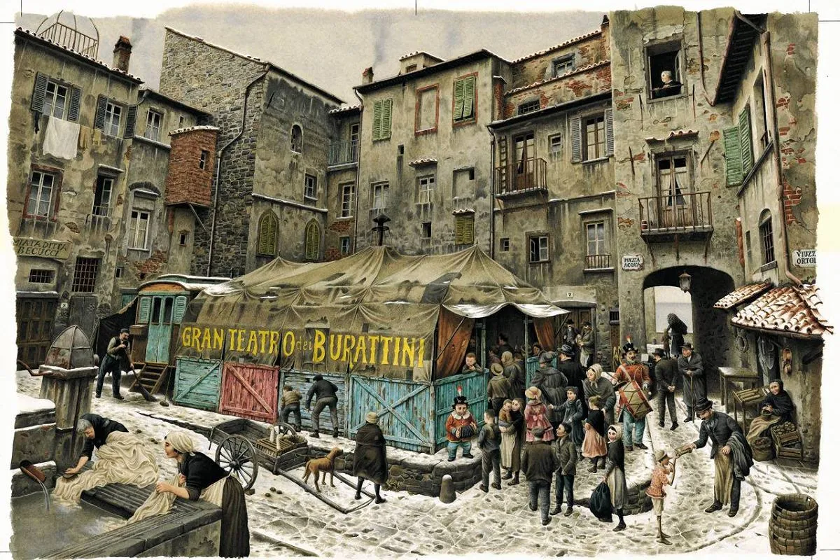 Pinokio ilustracje mroczne stare