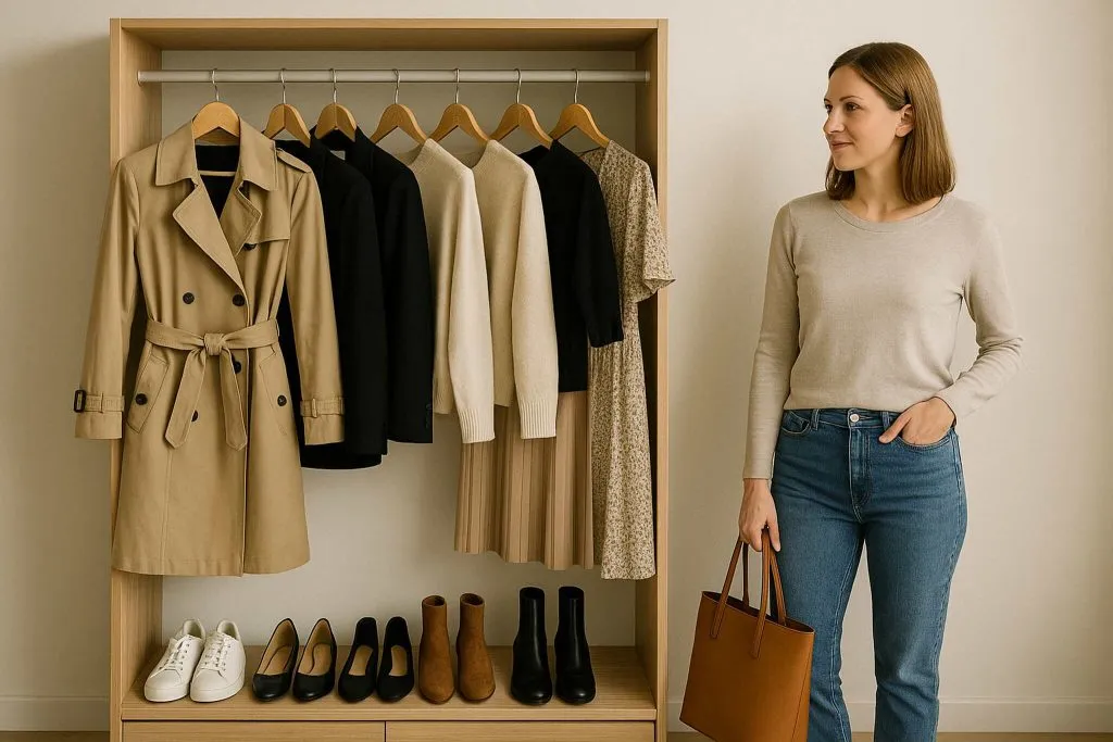 przykładowa szafa kapsułowa neutralne kolory