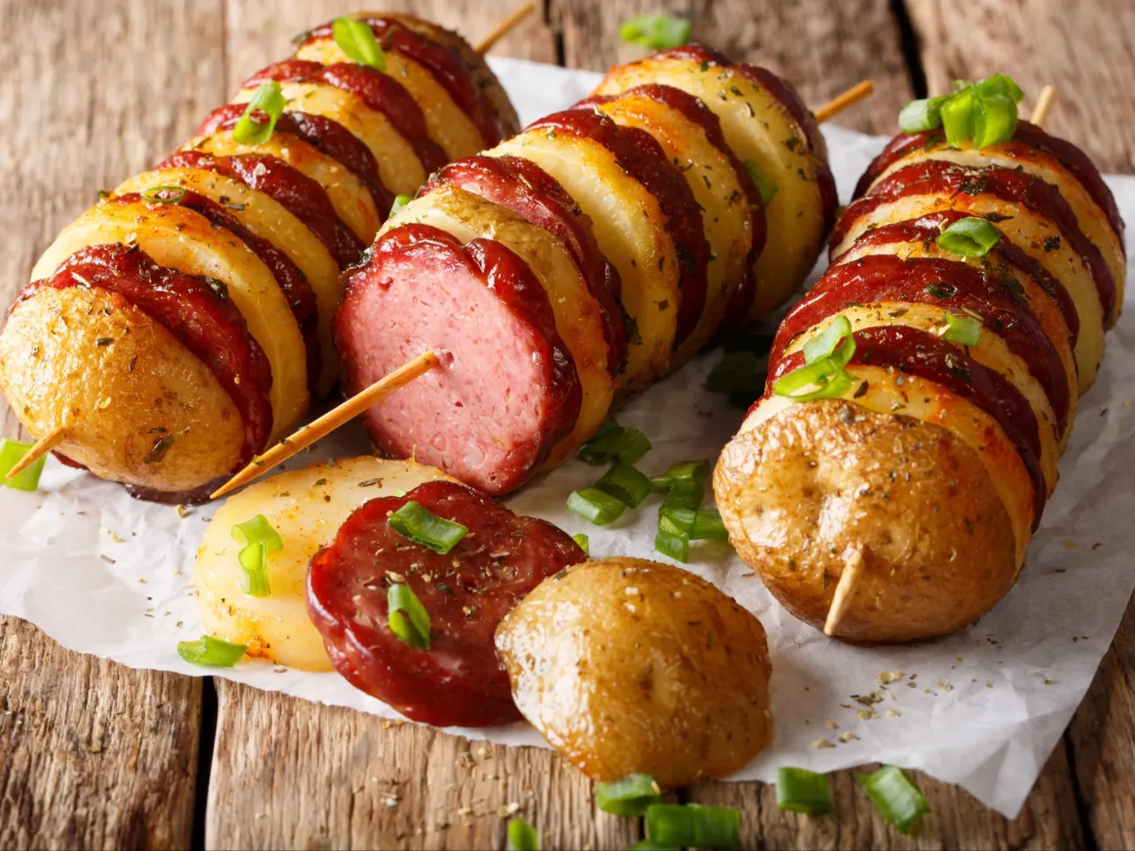 Szaszłyki mięsne na ognisku