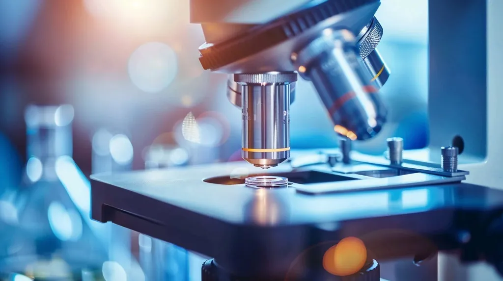 Mikroskop w laboratorium, analiza ślad&oacute;w biologicznych, praca laboratoryjna