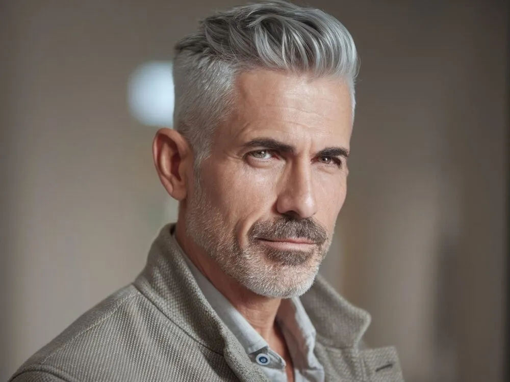 Męskie fryzury z siwymi włosami nowoczesne