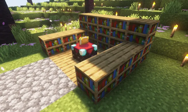 Minecraft enchanting table optimal bookshelf setup