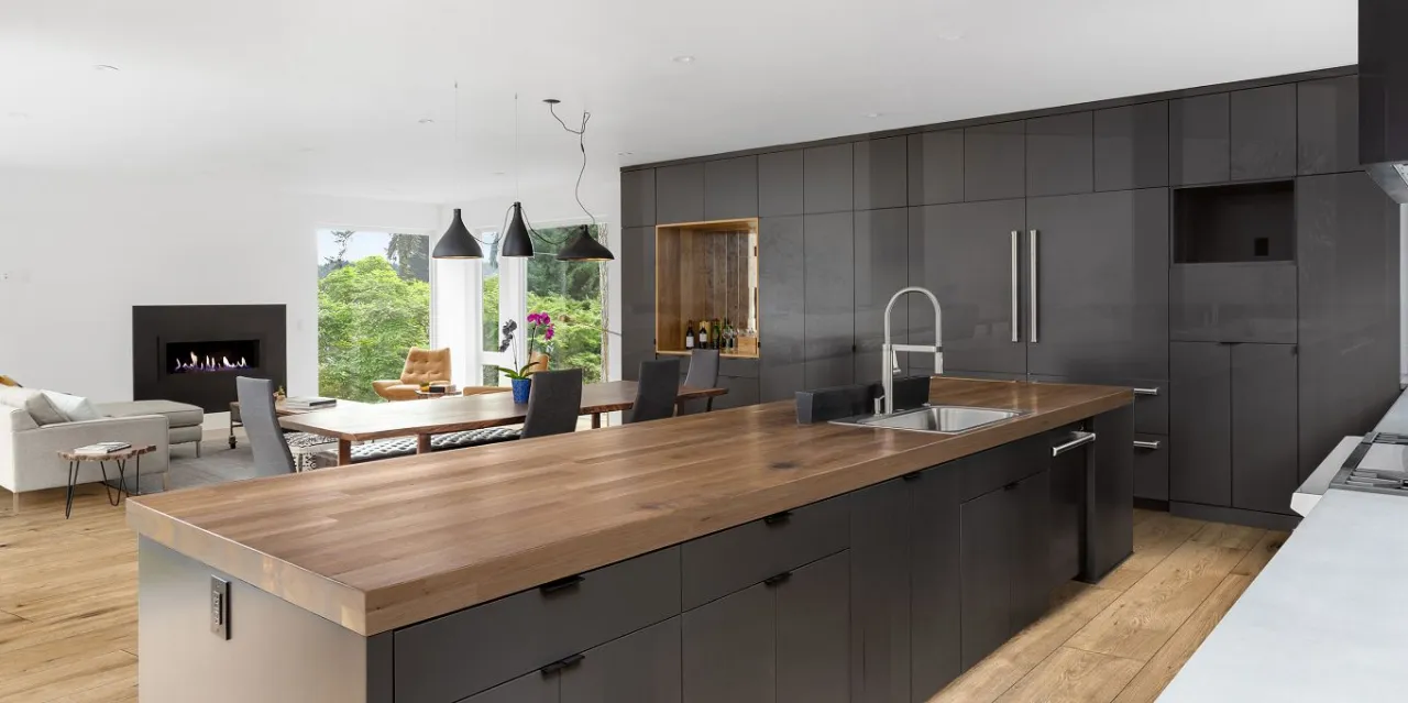 kuchnia blat konglomerat drewnopodobny trwały estetyczny