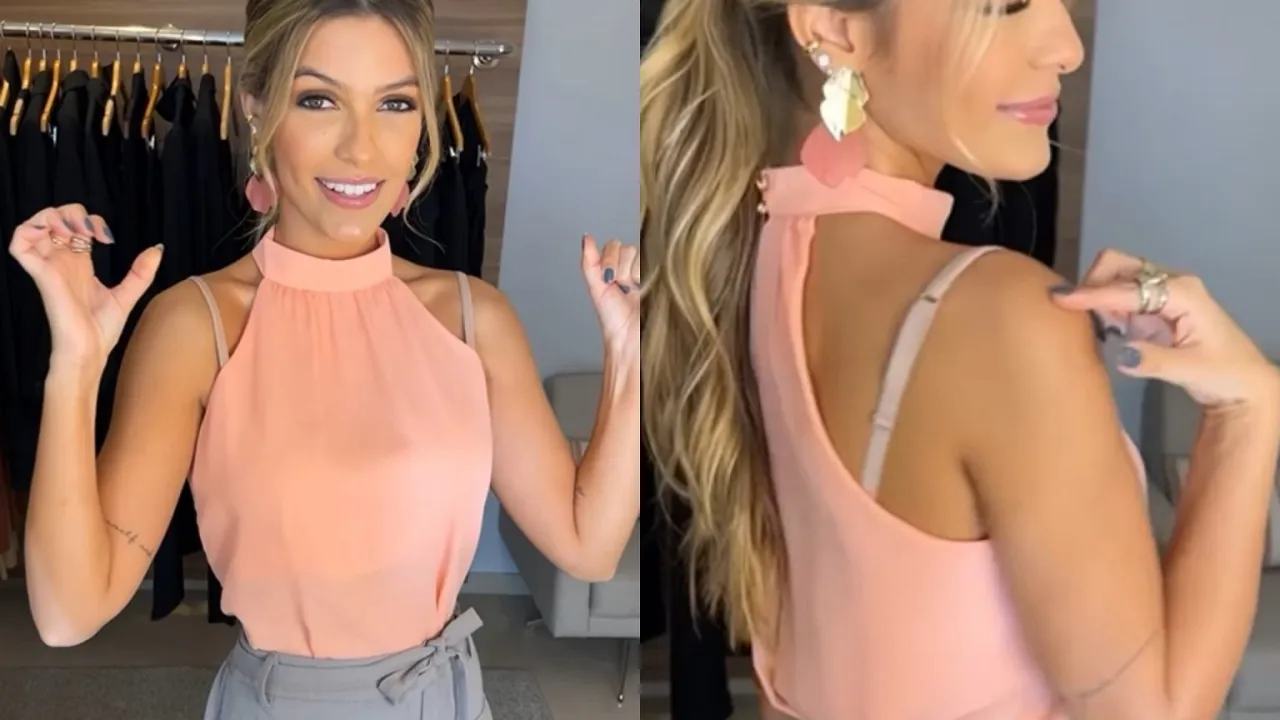 kobieta krzyżująca ramiączka stanika na plecach