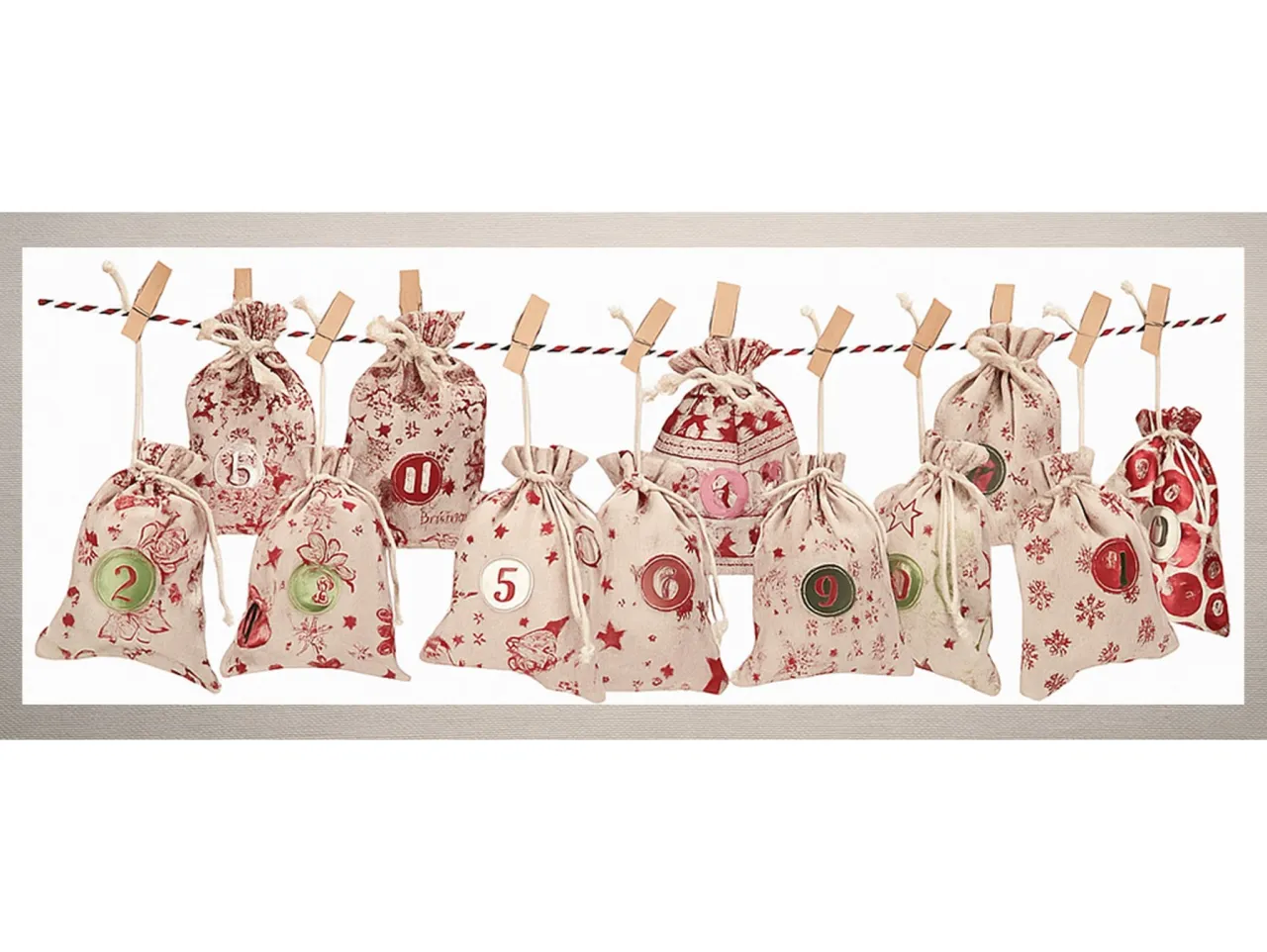 kalendarz adwentowy diy z woreczków materiałowych