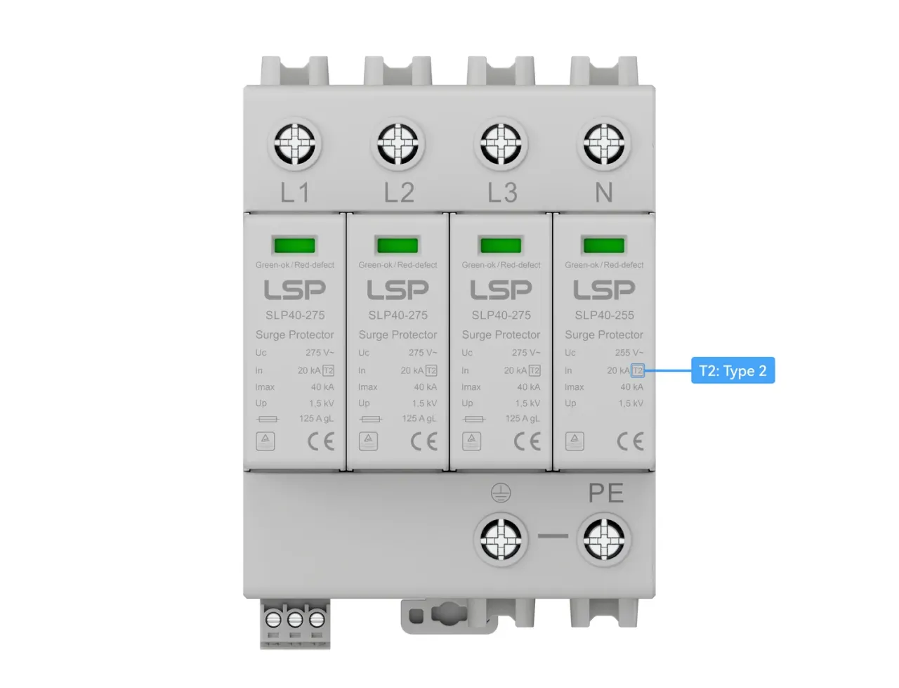 Zabezpieczenie przepięciowe do gniazdka typu T2, chroniące instalację przed przepięciami.