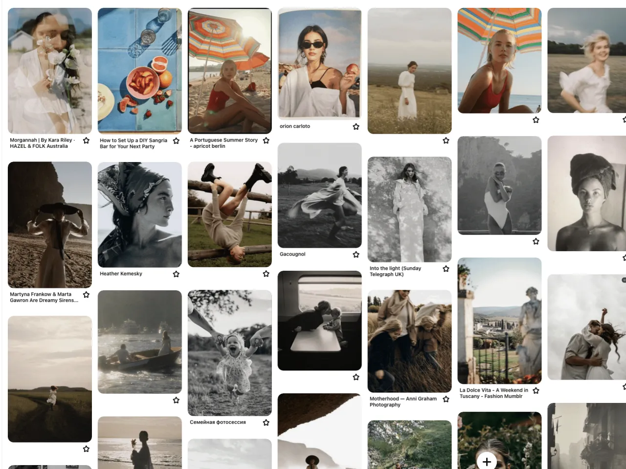 przykładowy moodboard do sesji zdjęciowej