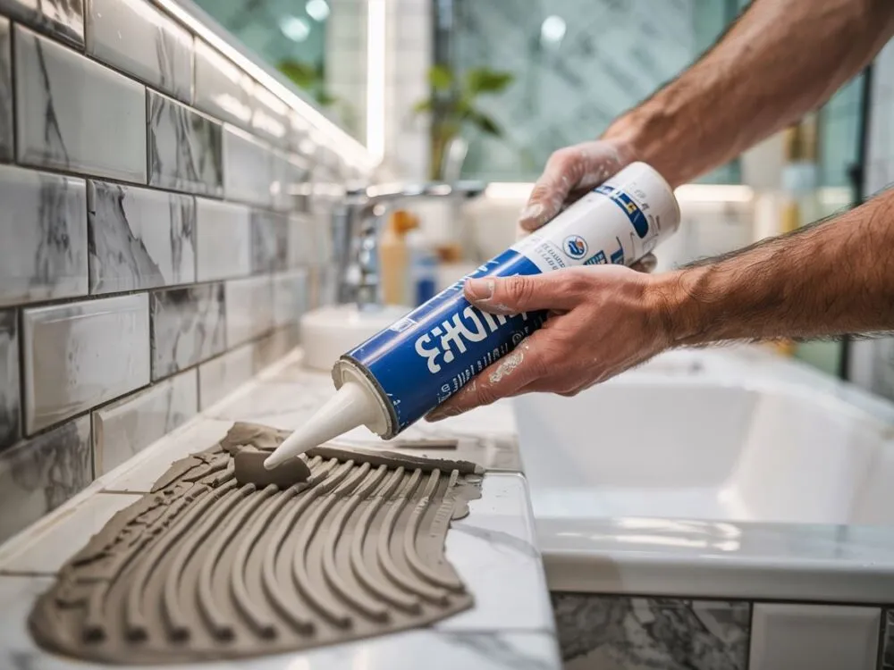 oklejanie fugi taśmą malarską przed silikonowaniem