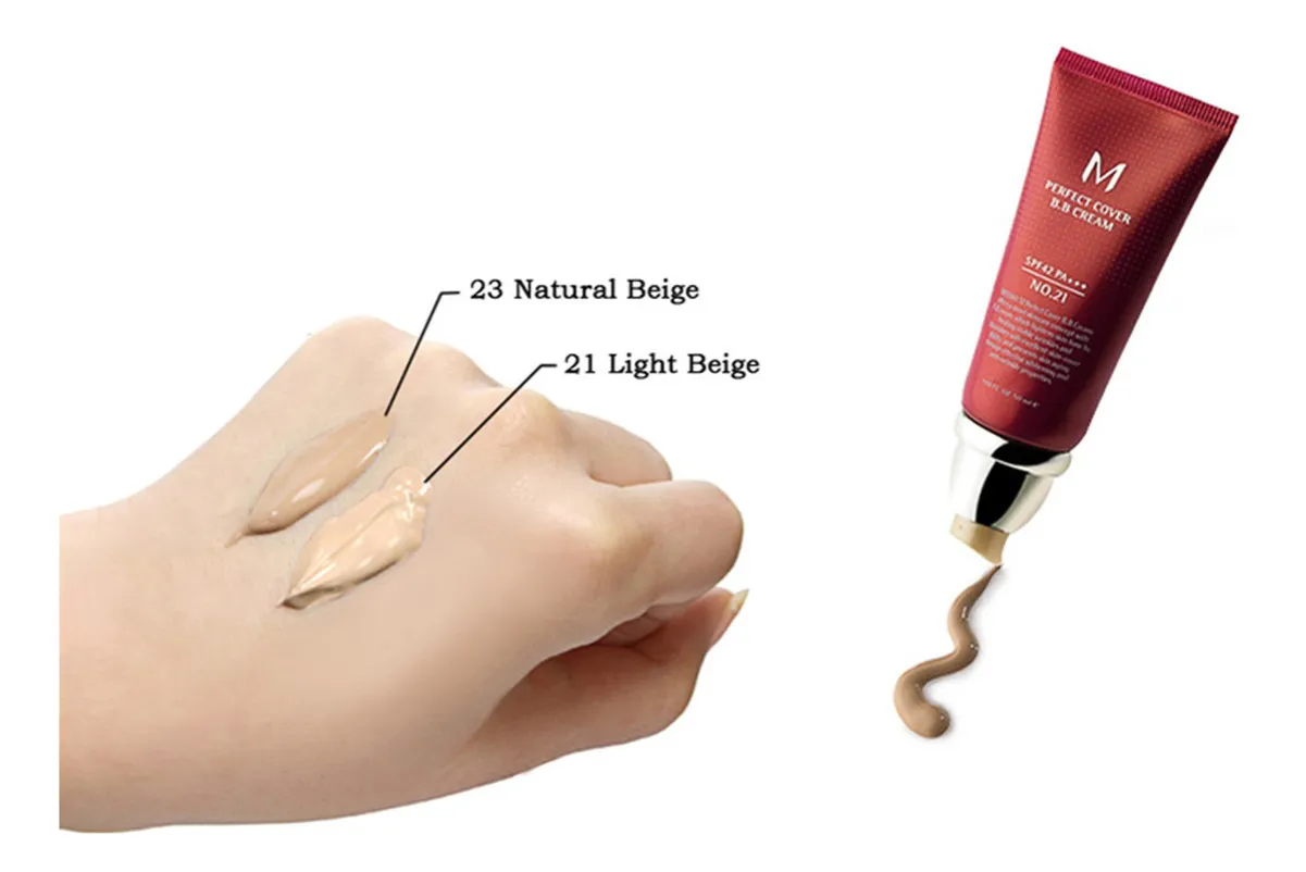 Missha M Perfect Cover BB Cream swatche na r&oacute;żnych karnacjach