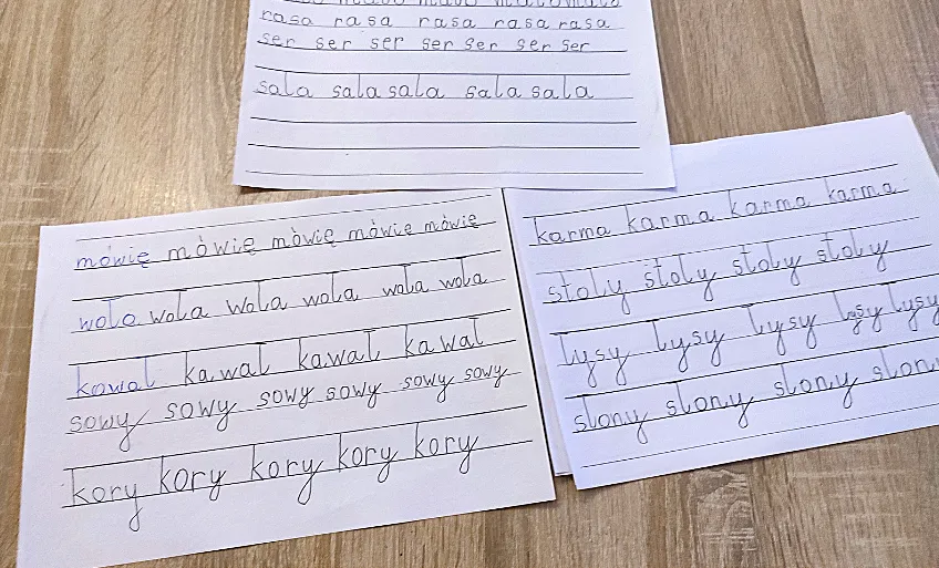 przykłady pisma dziecka z dysgrafią i dysleksją