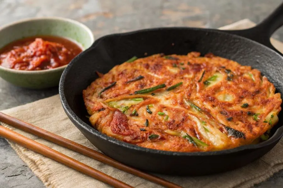 tradycyjny koreański posiłek z kimchi