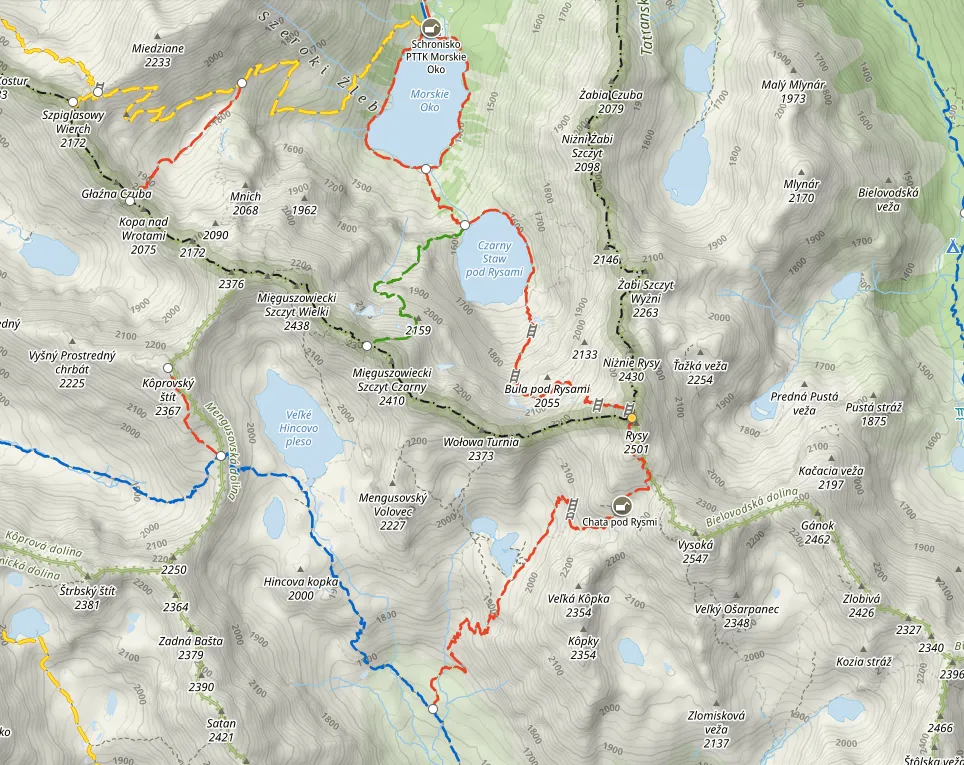 mapa szlaków na Rysy