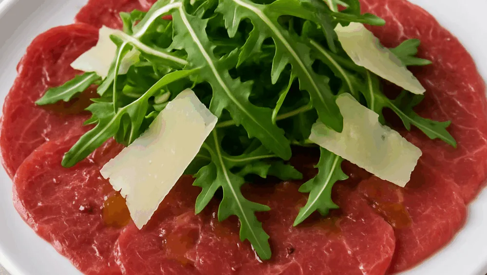 carpaccio z wołowiny z rukolą i parmezanem
