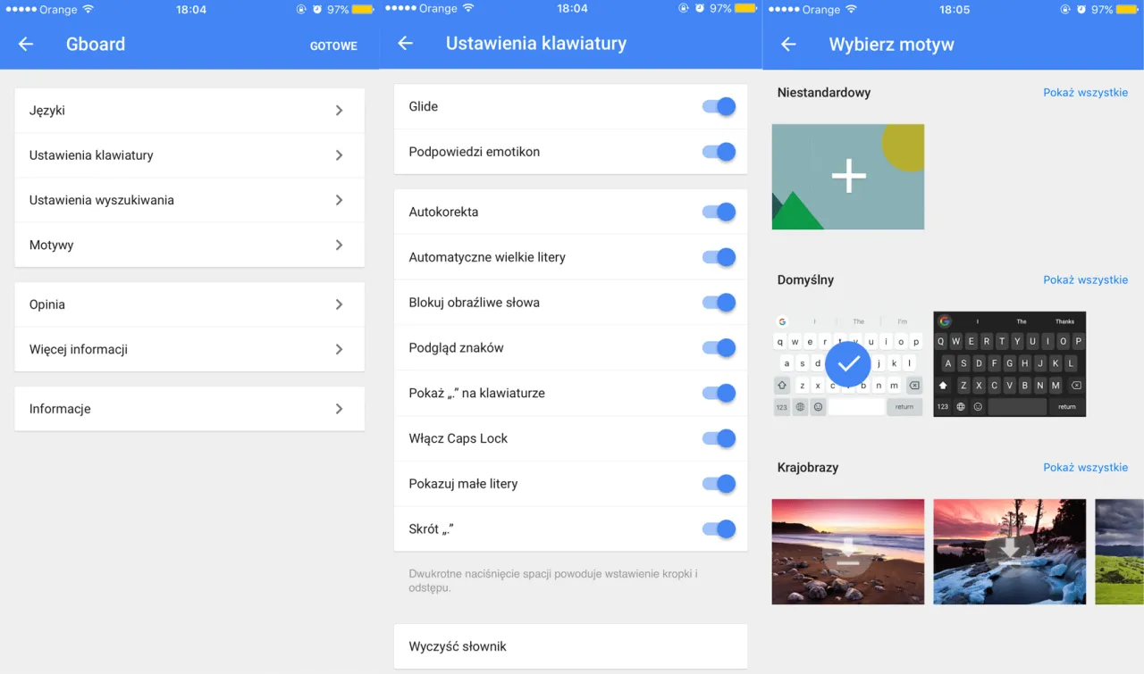 Gboard ustawienia języka polskiego