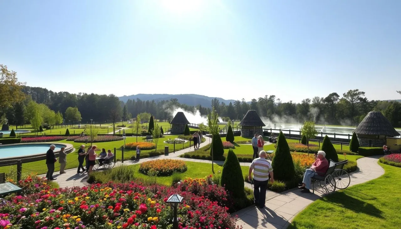 Kudowa-Zdrój Park Zdrojowy seniorzy spacer