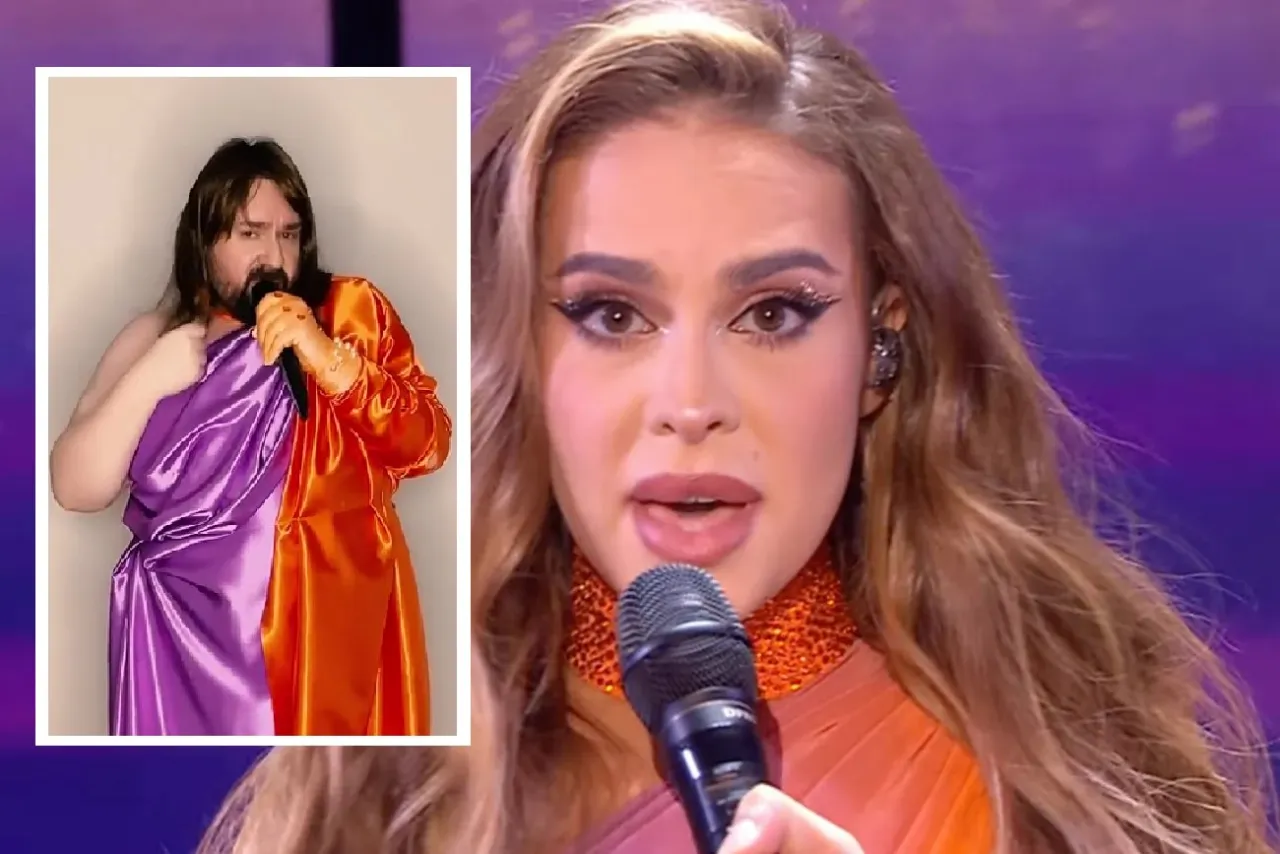 Kto śpiewa piosenkę solo solo? Na zdjęciu widać artystkę na scenie i mężczyznę w kolorowej szacie.