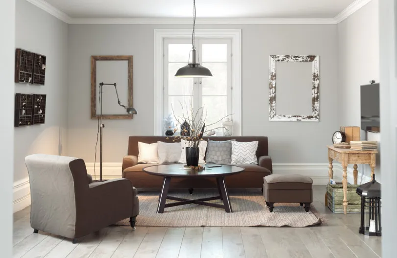 modne odcienie szarej farby do salonu, paleta szarości greige, gołębia szarość