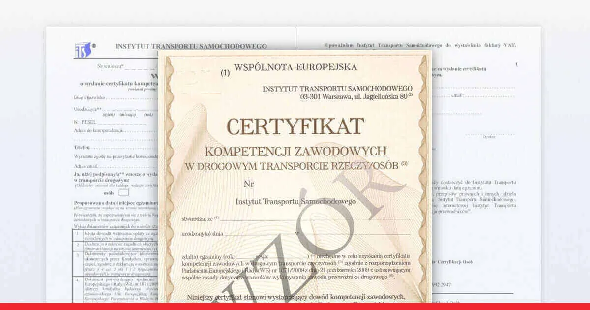 Certyfikat Kompetencji Zawodowych spedytor egzamin