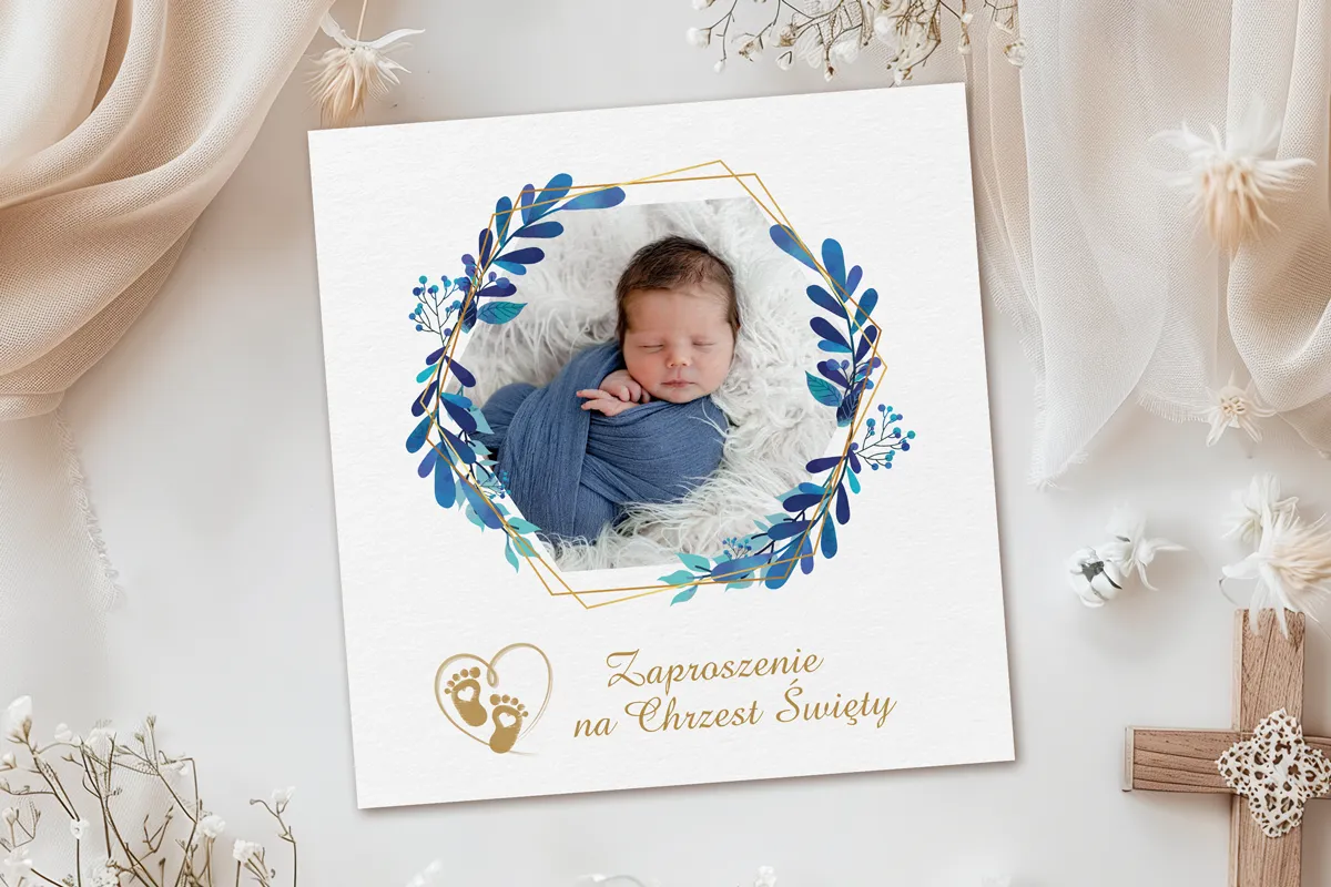 personalizowane zaproszenia na chrzest ze zdjęciem dziecka