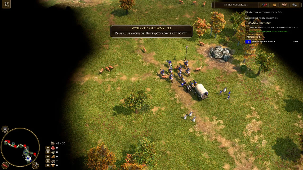 Age of Empires III: Definitive Edition spolszczenie. Gracze budują forty, zbierają zasoby i walczą w erze kolonizacji.