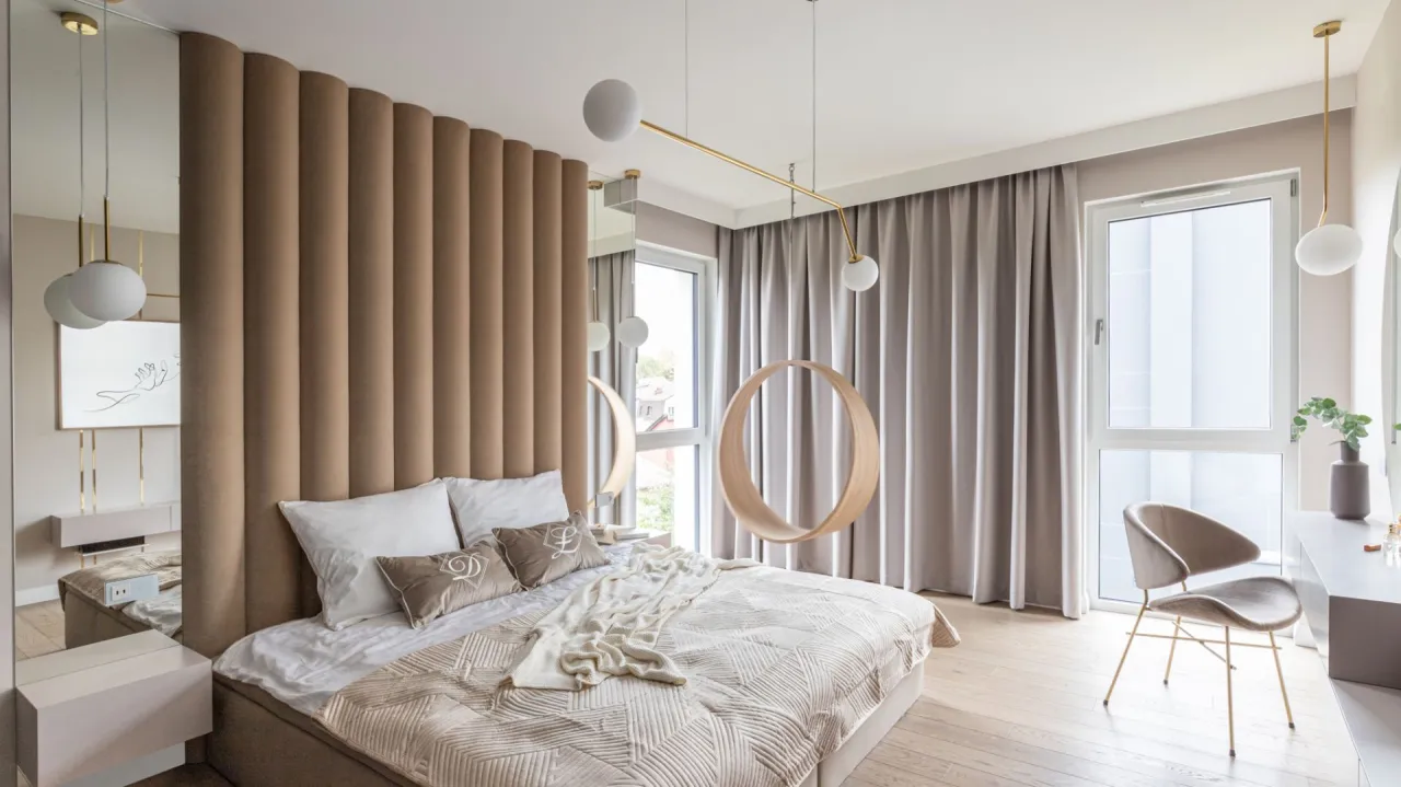 sypialnia ściana za łóżkiem inspiracje