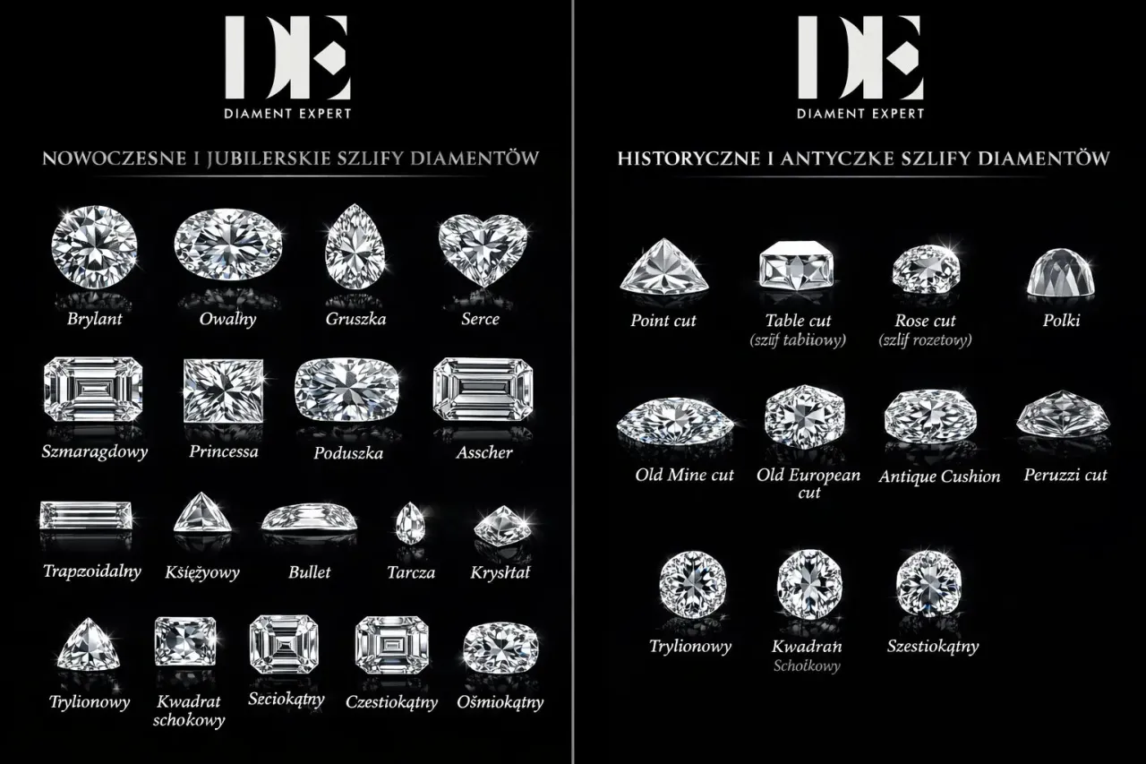diamenty r&oacute;żne szlify por&oacute;wnanie wielkości