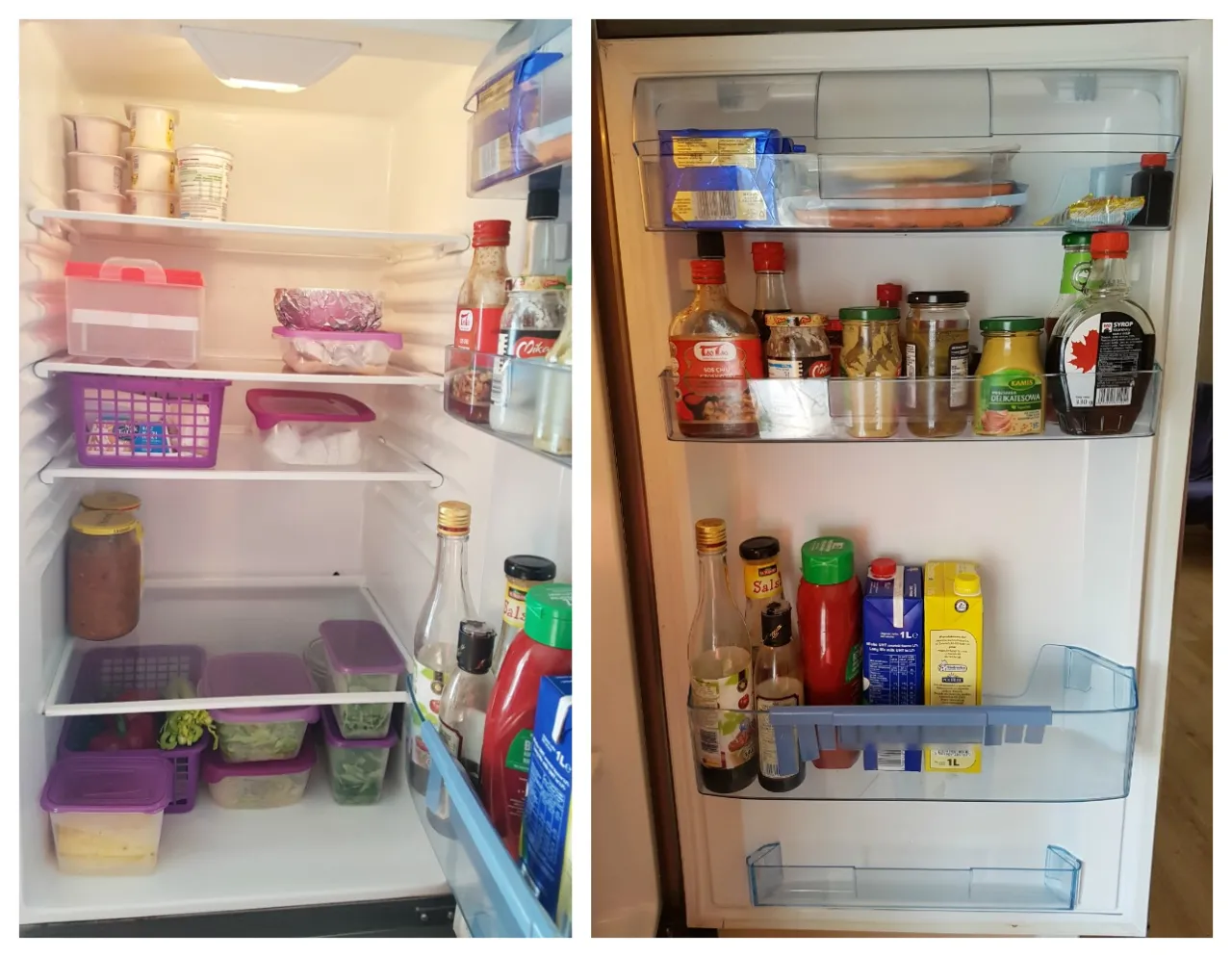zorganizowana lodówka po sprzątaniu