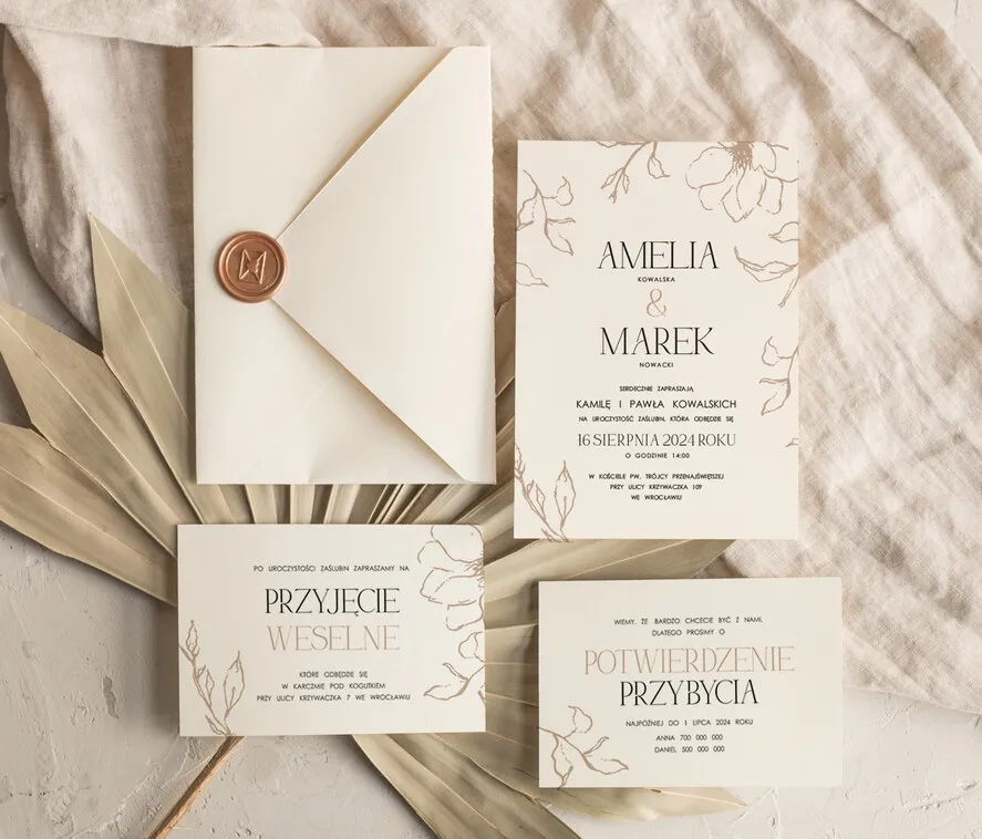 embossing na gorąco złote zaproszenia