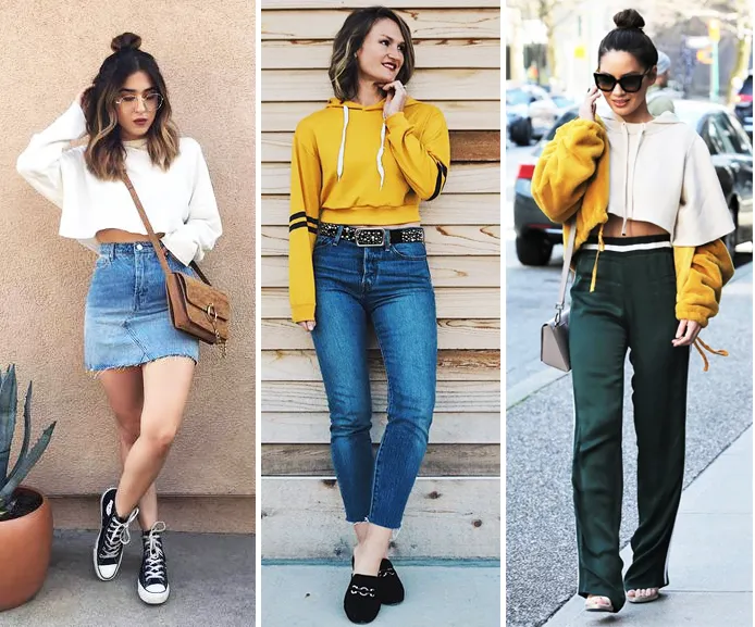 Stylizacje z krótką bluzą crop top