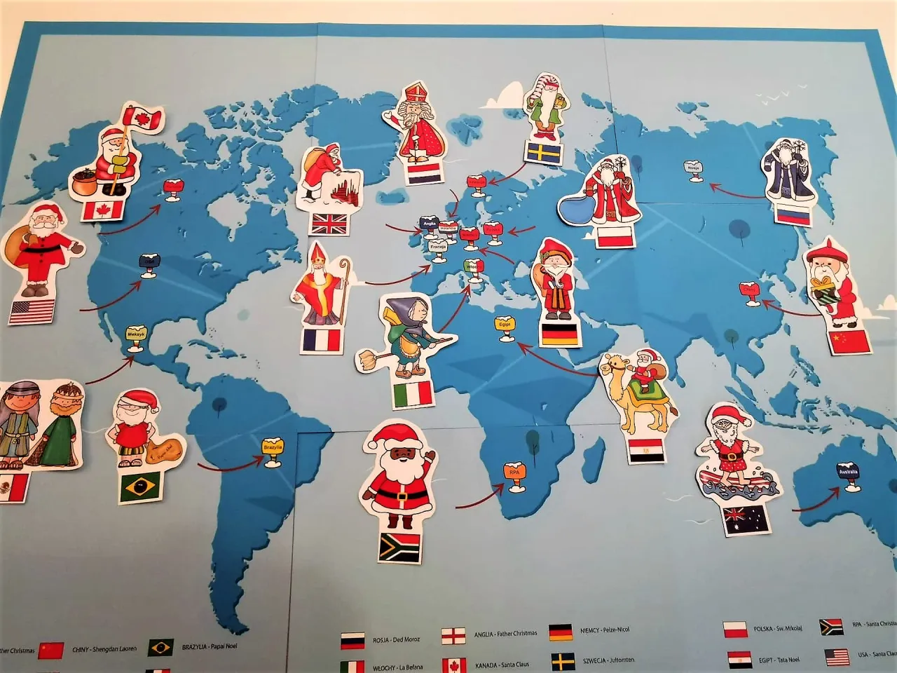 Mapa świata z zaznaczonymi krajami obchodzącymi Boże Narodzenie