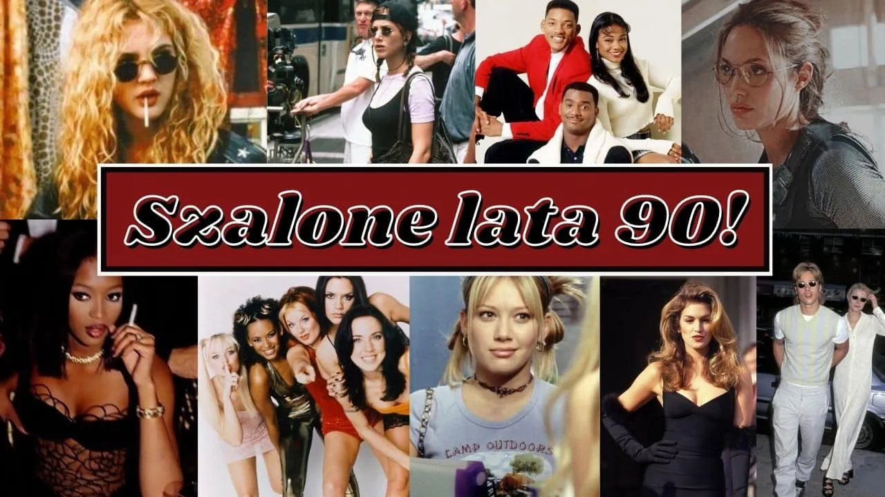 Moda lat 90. akcesoria makijaż fryzury