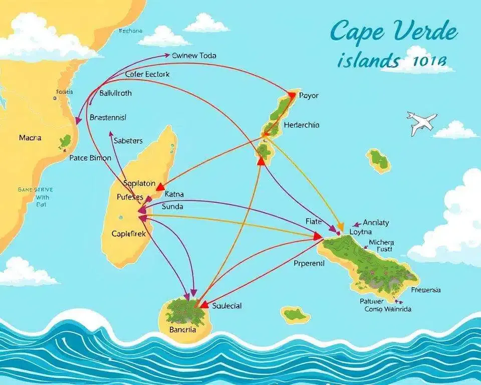 Mapa lotnicza trasy Polska Wyspy Zielonego Przylądka