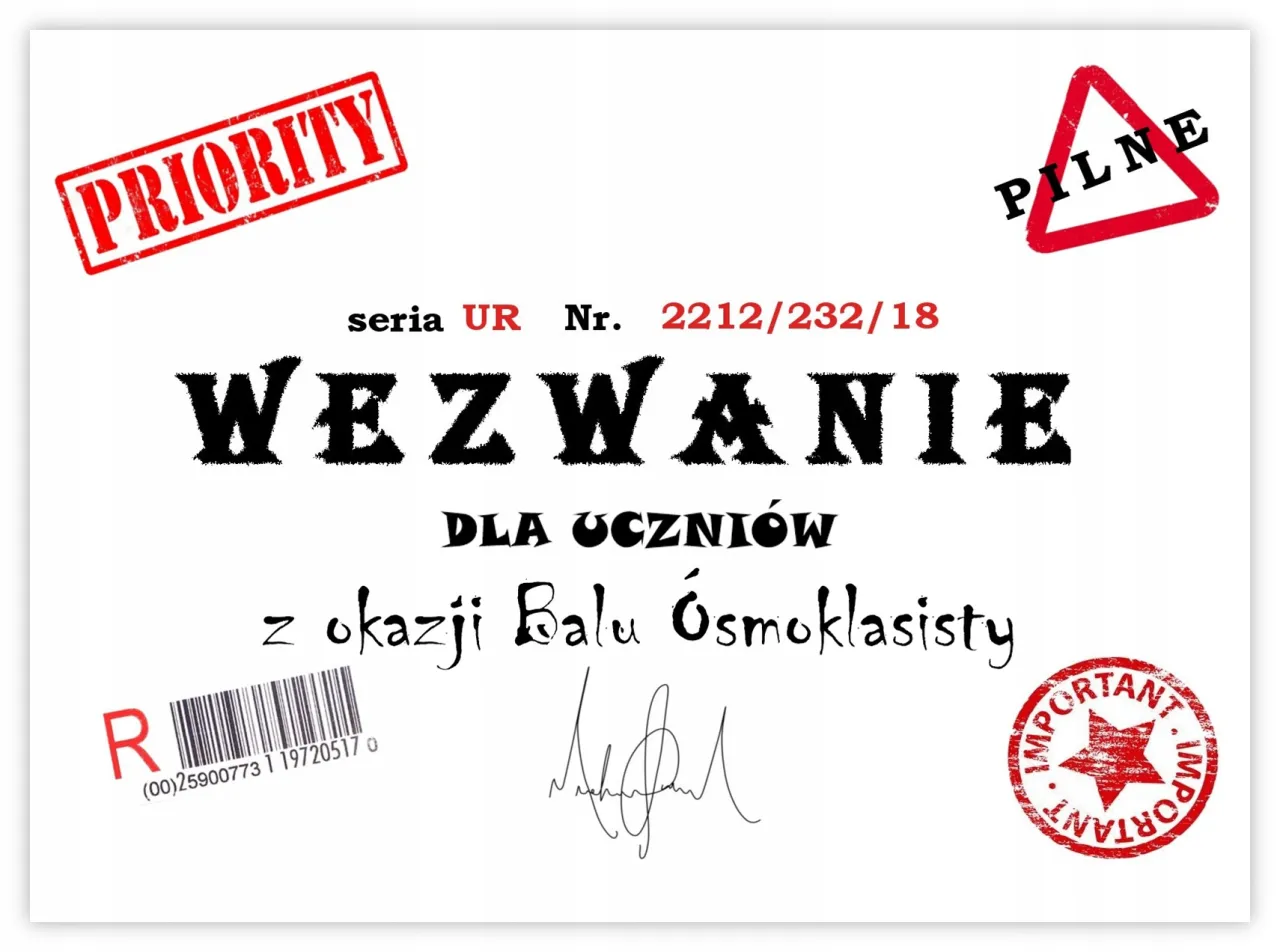 r&oacute;żne style zaproszeń na imprezę po egzaminie &oacute;smoklasisty