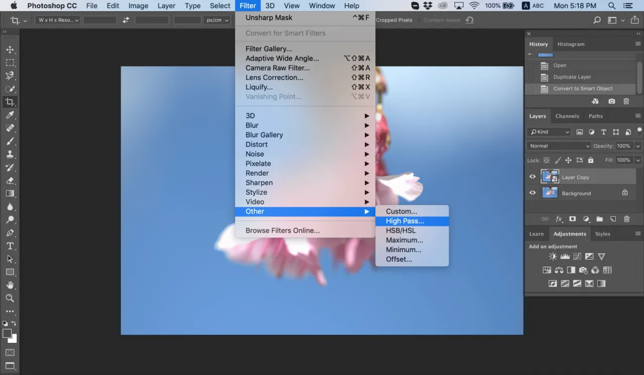 Photoshop Filtr G&oacute;rnoprzepustowy i tryby mieszania warstw