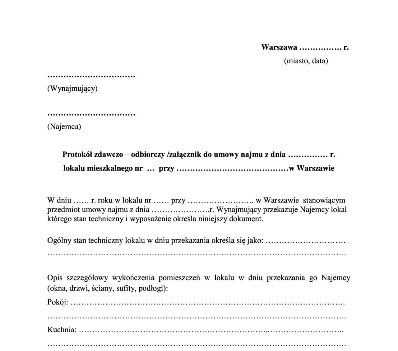 przykładowy protokół zdawczo-odbiorczy mieszkania