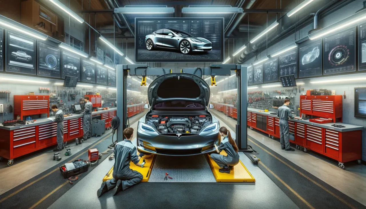 Mechanik specjalizujący się w samochodach elektrycznych