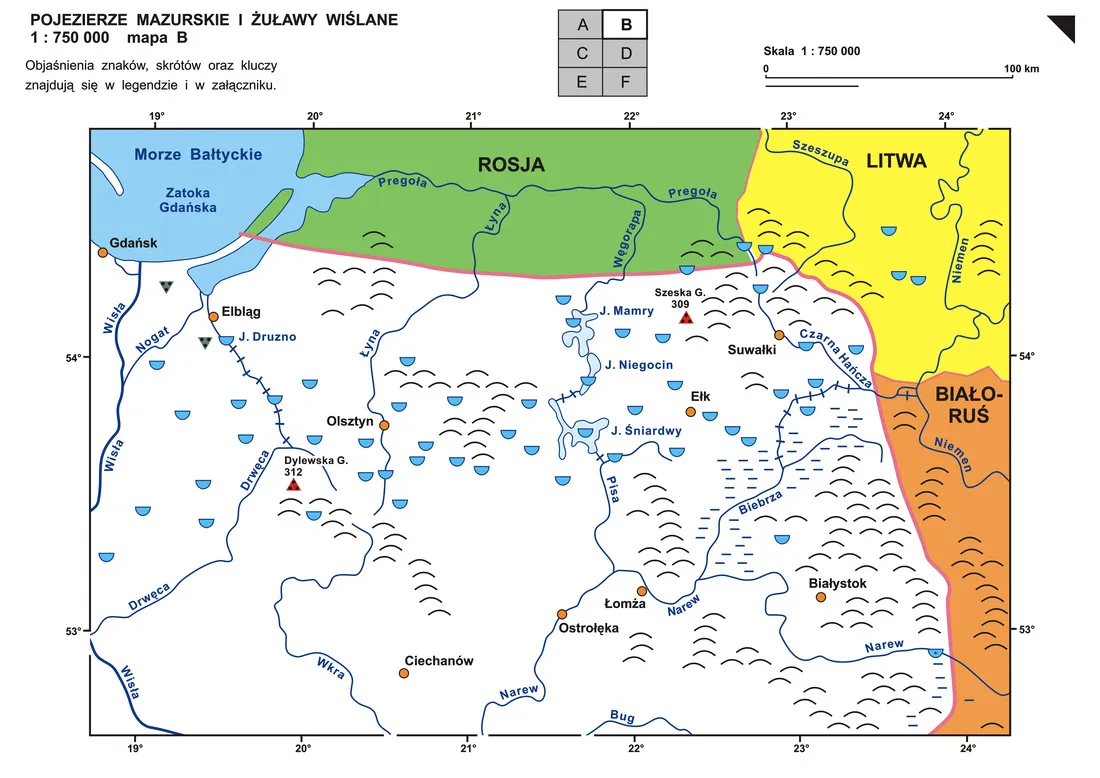 Mapa polskiego wybrzeża z zaznaczonymi miejscowościami o wysokim stężeniu jodu
