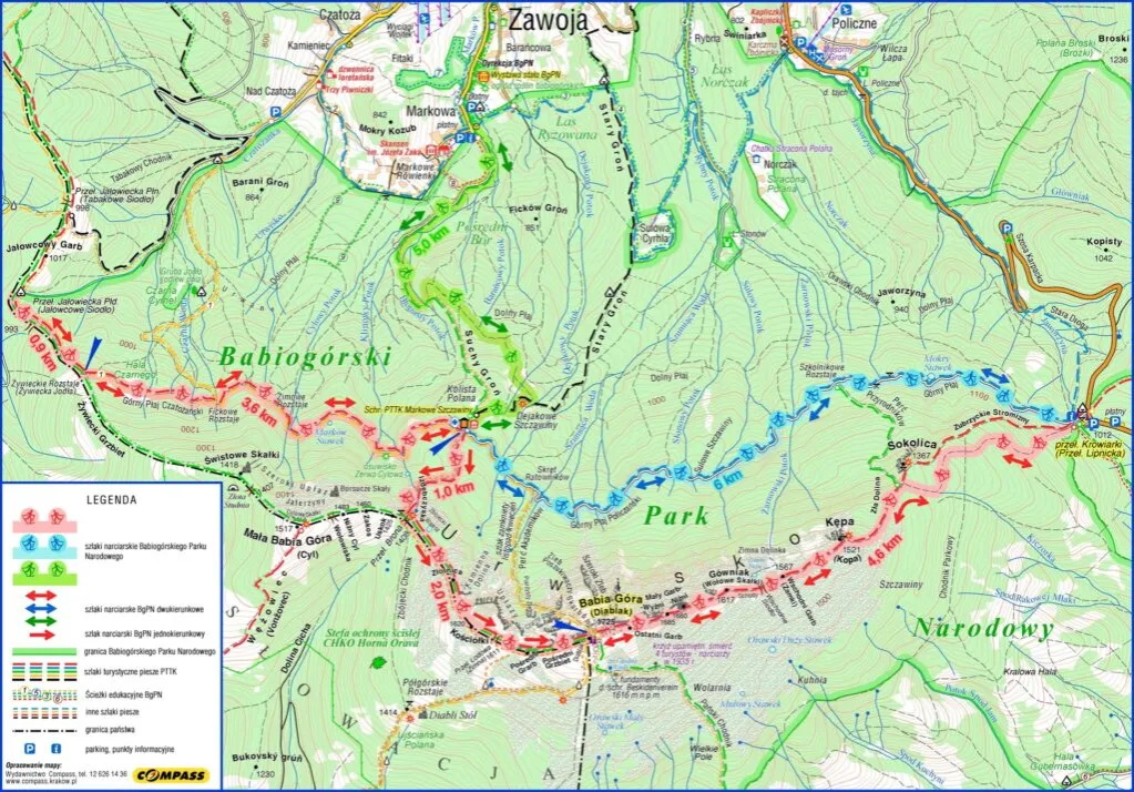 Babia Góra mapa szlaków