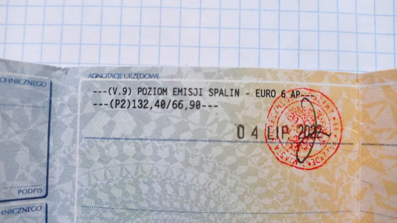 Jak sprawdzić normę Euro w samochodzie dow&oacute;d rejestracyjny VIN