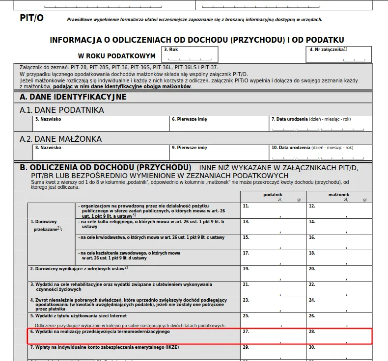 Faktura VAT wymiana okien ulga termomodernizacyjna