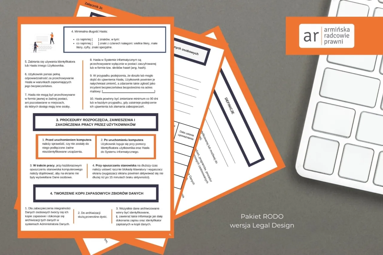 Grafika przedstawiająca dokumenty prawne, RODO i prawo bankowe