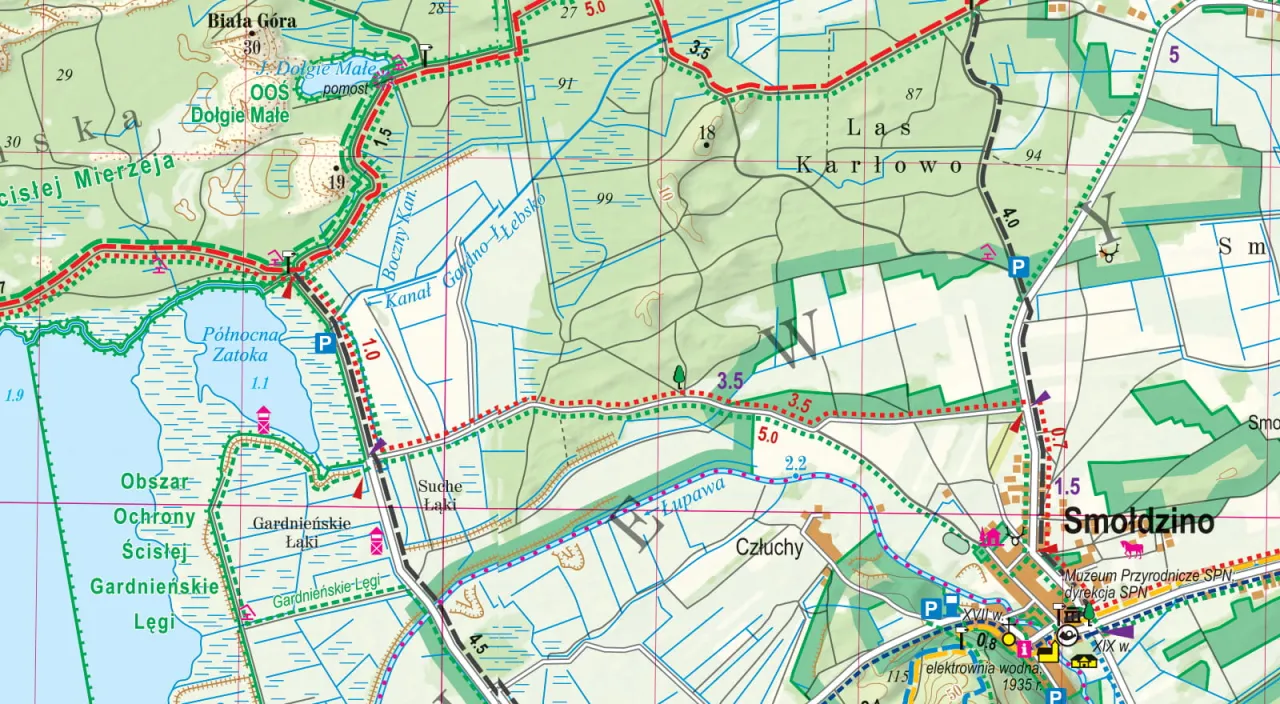 Mapa Polski z zaznaczoną Ustką i gł&oacute;wnymi miastami